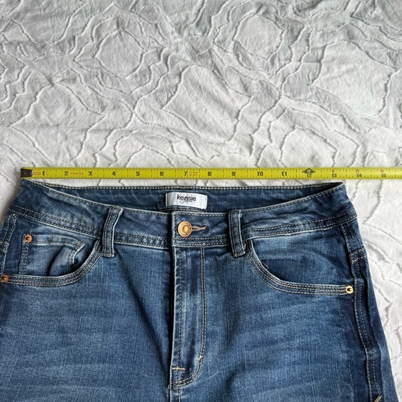 Kensie Blue Skinny Jeans Medium Wash with Dark Wash Detail - Picture 6 of 9
